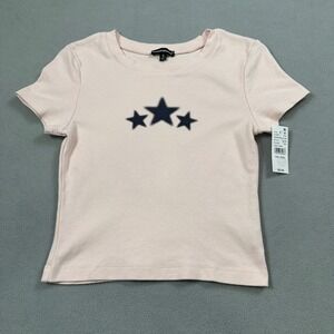NWT Third Charm Shirt S Womens Light Pink Star Graphic Crew Neck Pacsun Tee SS
